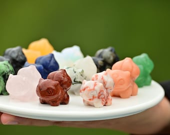 1,2'' natuurlijk kristal bulbasauriërsBulbasaur-snijwerk，Crystal Bulbasaur-decor，Bulbasaur-beeldje，Kristalcadeau，Kristalgenezing