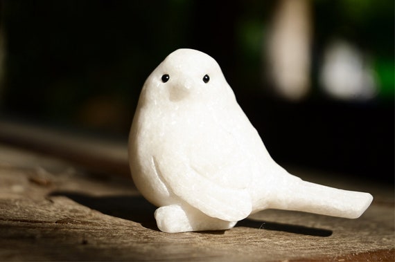 2.6'' Natural Hand Carved White Jade Bird，crystal Bird Decor