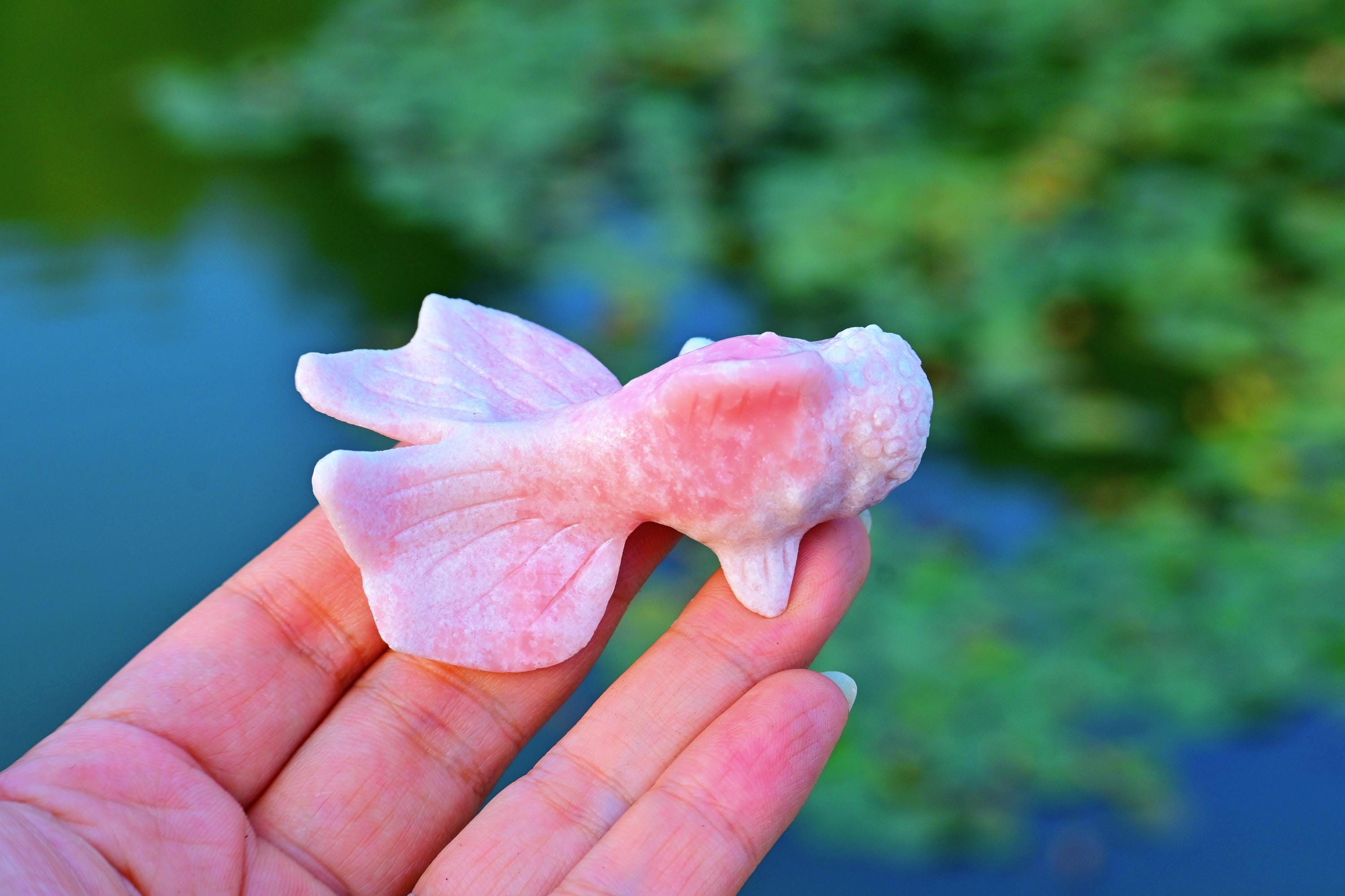 2.4'' 天然水晶金魚、金魚の彫刻、金魚の装飾、水晶のギフト、水晶の