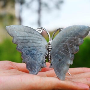 3.6&#39;&#39; Natural Labradorite Butterfly，Crystal Butterfly，Butterfly carving ，Home decor, Butterfly figurine，Crystal healing
