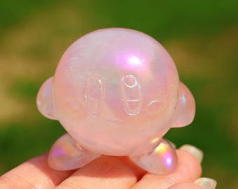 2'' Electroplate Pink Opalite Kirby，crystal Kirby Carving，kirby
