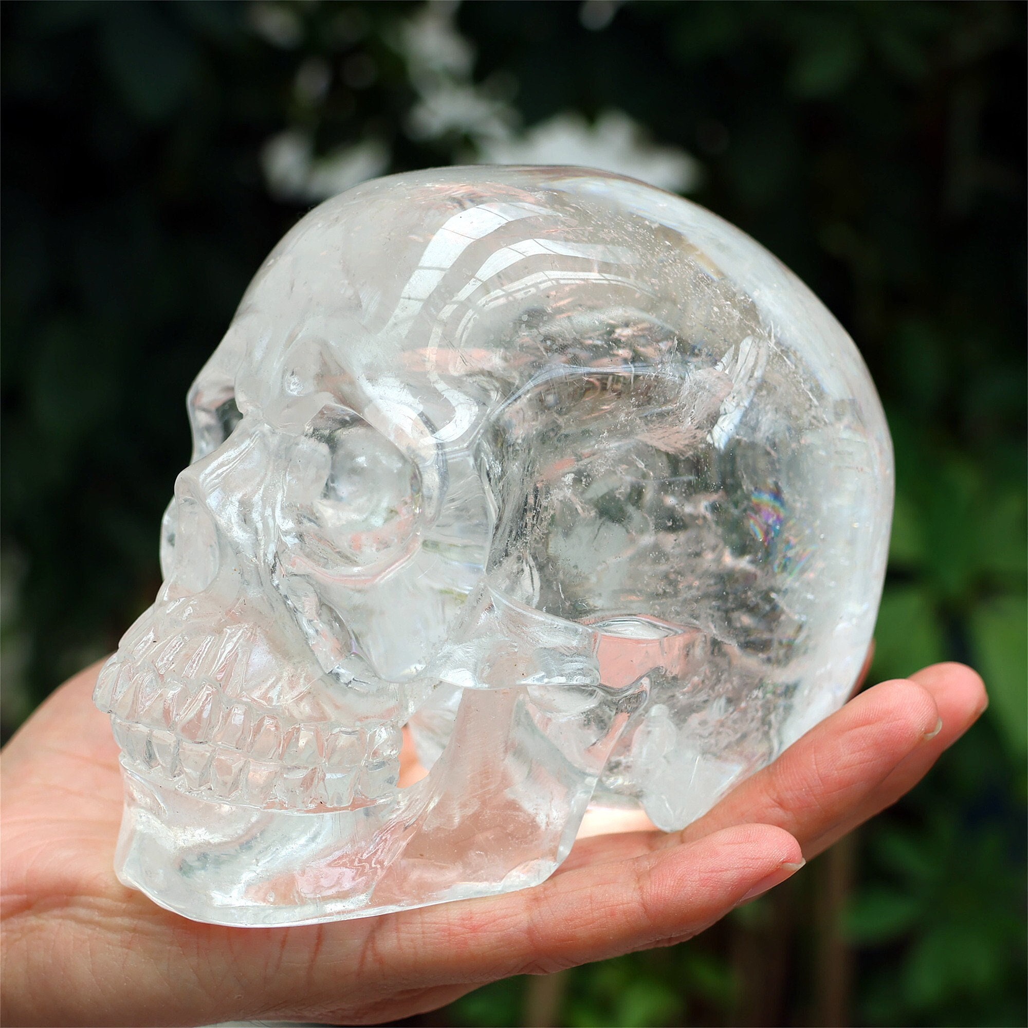 1.8KG Natural Clear Quartz Skull，hollow Out Skull Carved，crystal