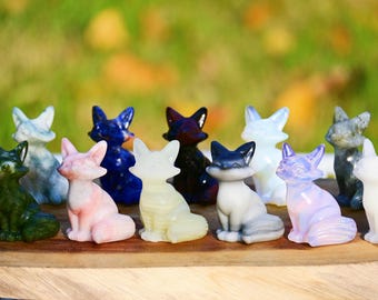 2.4'' Natural Crystal Fox carving，Crystal Fox figurine，fox statue，Crystal collect，Home decor，Crystal gift，Crystal healing