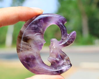 2.3'' Natural Dream amethyst Fairy，Quartz crystal，Crystal Fairy carving，Fairy figurine，Crystal pendant，Crystal gift，Home decor，Reiki healing