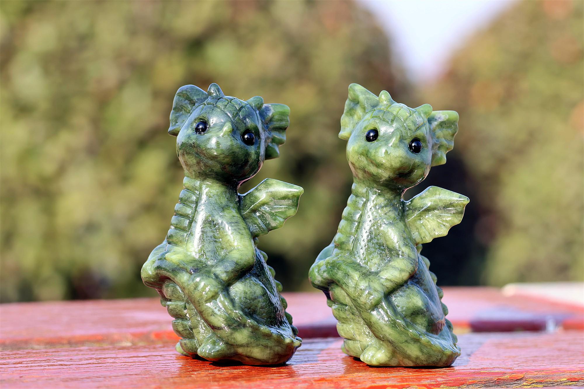 3.2'' 天然水晶ドラゴン、ドラゴンの彫刻、ドラゴンの置物、クリスタル