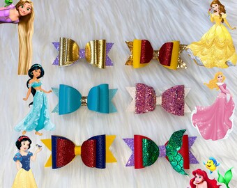 clay bow clay center Ariel hairbow Belle hairbow Elsa hairbow Princess Bow Jasmine hairbow