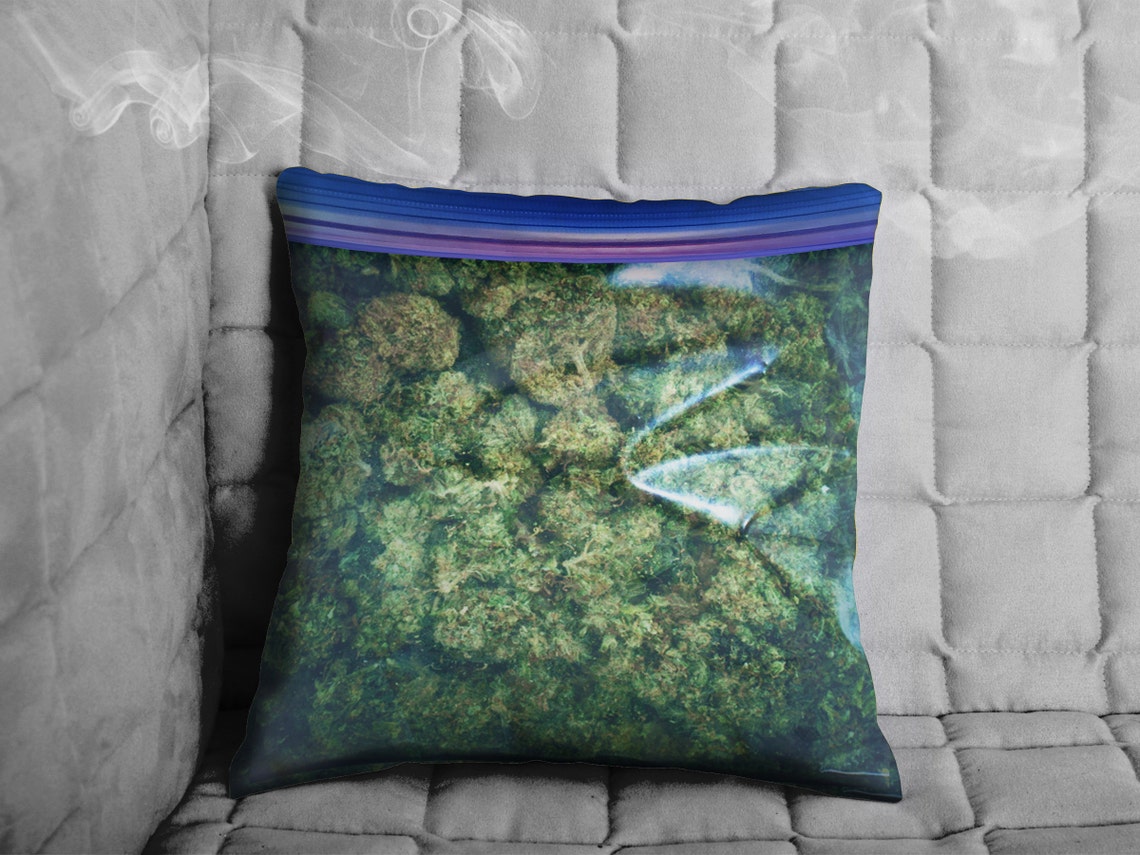 Ziip Kush bag of Weed Pillow Throw Pillow Cannabis decor Etsy