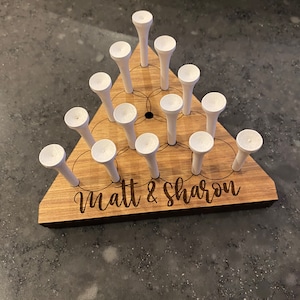 Personalized Triangle Peg Jump Game / golf tee / solitaire/ gift / family / bar / fun / gamer / housewarming / Dad / Wedding / stocking