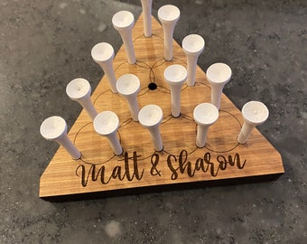 Personalized Triangle Peg Jump Game / golf tee / solitaire/ gift / family / bar / fun / gamer / housewarming / Dad / Wedding / stocking