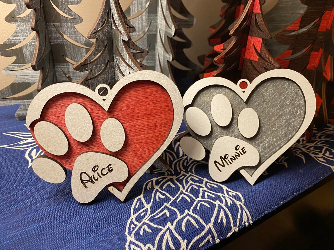 Personalized Paw Print Ornament, Memorial Ornament / Dog / Cat / Pet ...