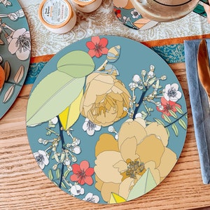Placemats set of 4, 6, 8, 10, 12, Round table mats, Heatproof placemats, Coaster set, Table mats set, Gift for couple, Wedding home decor