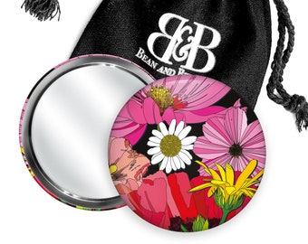 Miroir de maquillage, cadeau floral pour elle, miroir pour sac à main, petit miroir pour cadeaux, coquelicot, petit cadeau pour filles, cadeaux d'anniversaire de grand-mère