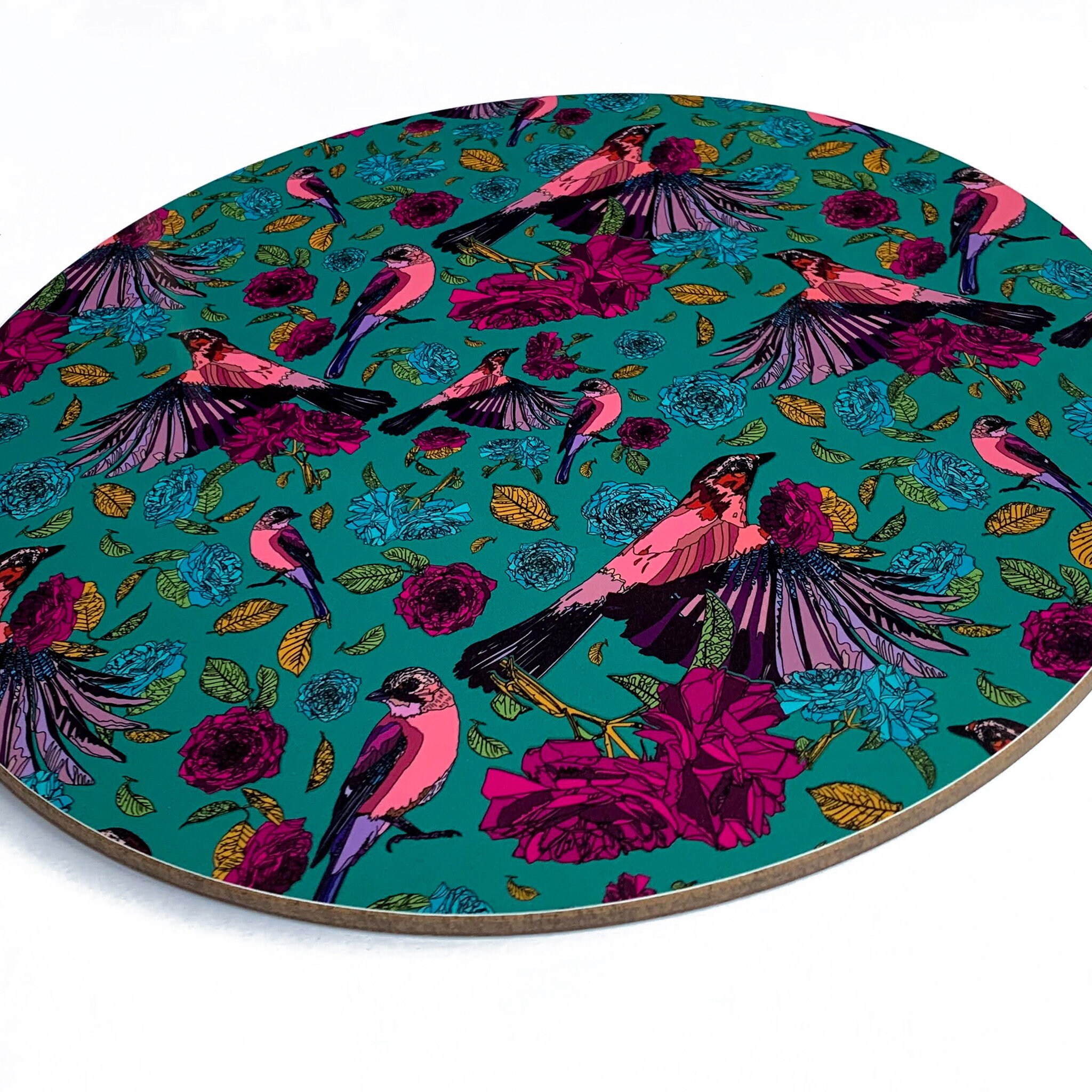 Melamine Tableware Large Round Placemat Pink Roses Floral Etsy