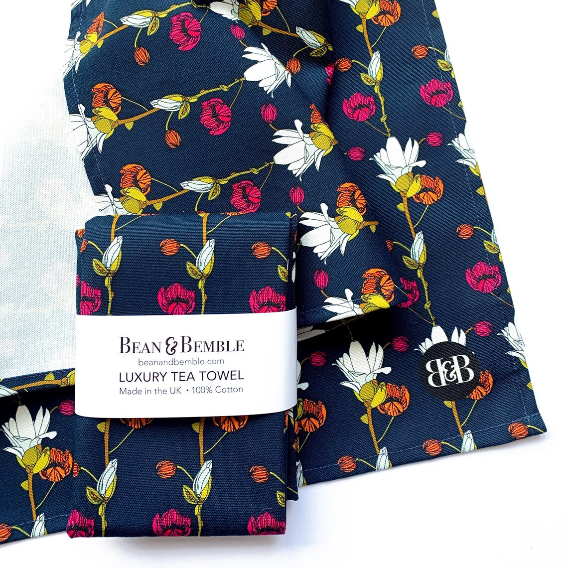 Handmade Tea Towel Beautiful Flower Design Made in the UK Etsy UK