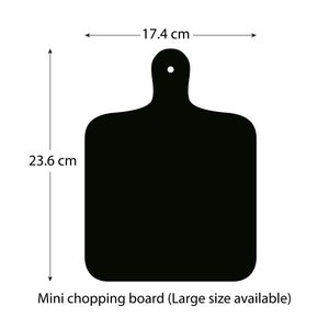 May include: Black mini chopping board with a handle, measuring 17.4 inches by 23.6 inches.  A larger size is also available.