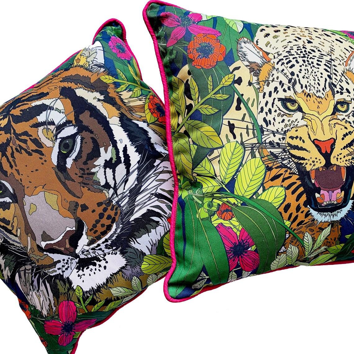 Handmade Tiger Cushion Double Sided Leopard Print Pink Etsy