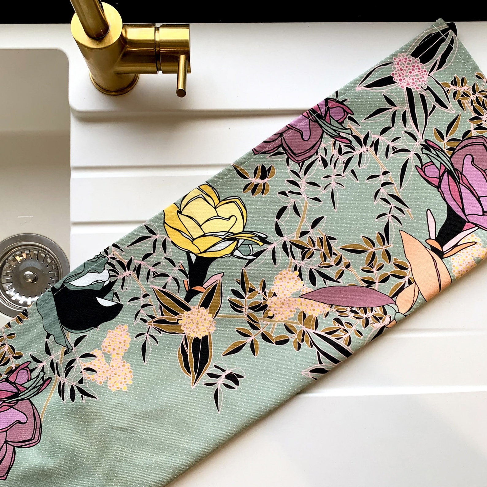 Luxury Tea Towel Mint Green Tea Towel Patterned Tea Towel Etsy