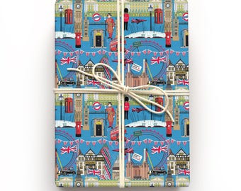 London wrapping paper, Luxury wrapping paper, British gifts, Wrapping paper sheet, London gift ideas, London wrapping print, Liberty wrap