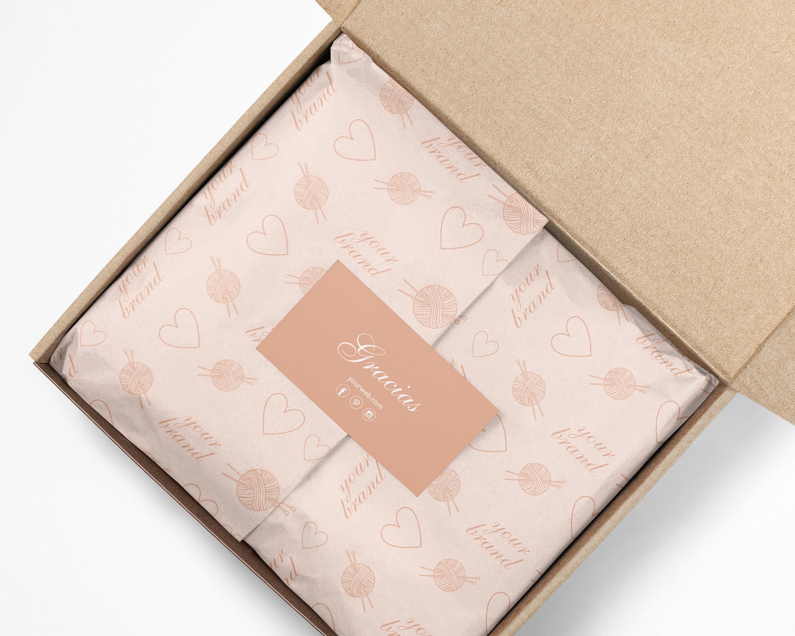 Tissue Paper & 5 Stickers Customizable Design With Your Logo and Wool