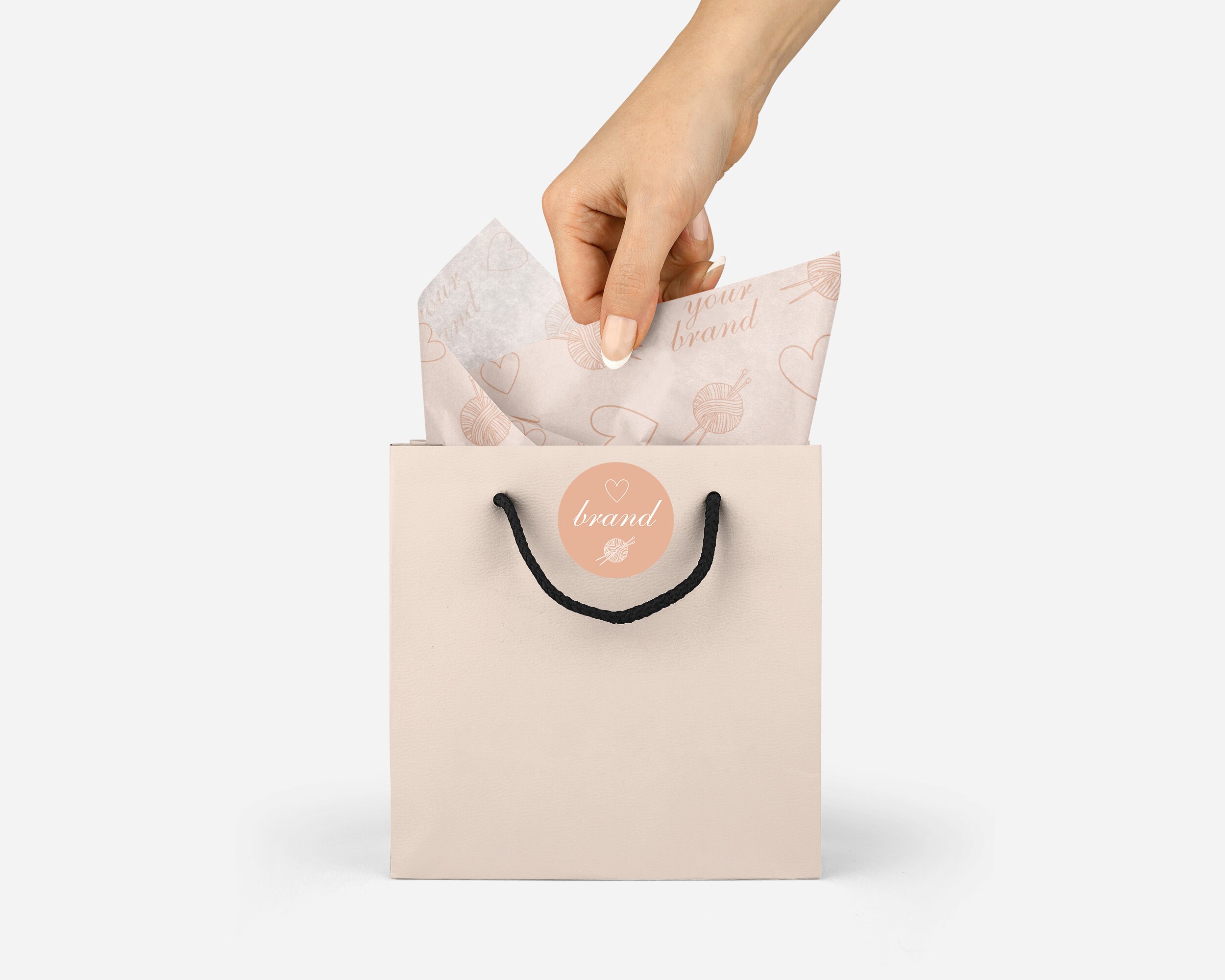 Tissue Paper & 5 Stickers Customizable Design With Your Logo and Wool