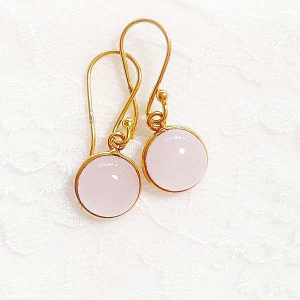 Pink Chalcedony earrings, Rosa Edelstein Ohrringe, Chalcedony gemstone jewelry, Chalcedon Ohrringe - Chalcedon Schmuck Hängeohrringe