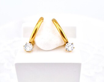 Hoop Earrings, Cubic Zirconia, Minimalist Creolen, gold-plated