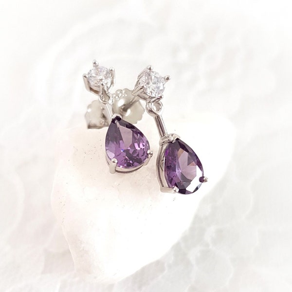 Amethyst earrings, February birthstone earrings, february earrings, jewelry gift for her, Silber Amethyst Ohrringe, Edelstein Ohrringe