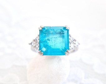 Bague Tourmaline Paraiba, Bijou Tourmaline bleue, Bague Turquoise, Cadeau romantique pierre precieuse Petite amie, quelque chose de bleu