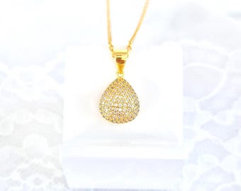 Pavé Halskette, Golden pendant necklace, minimalist necklace, gold necklace, Collier Pavé, Collana, gold summer necklace, everyday necklace