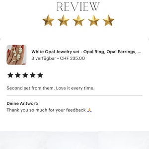 White Opal Jewelry set - Opal Ring, Opal Earrings, Opal pendant necklace, Weiss Opal Schmuckset, gold plated silver set gift for her jewelry bild 6