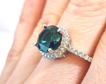 Anello Smaragd - Anello Smeraldo, Anello Edelstein con Smaragd verde, Smaragd Schmuck Geschenk für Freundin, Anello d'argento con Edelstein verde