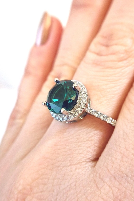 Smaragd Ring - Emerald Ring, Edelstein Ring mit grünem Smaragd, Smaragd Schmuck Geschenk für Freundin, Silber Ring mit grünem Edelstein