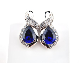 Boucles d’oreilles en saphir, boucles d’oreilles bleues, boucles en saphir bleu, clous en argent pierres bleues, puces en saphir bleu royal