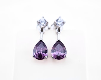 Amethyst Earrings, Sterling Silver studs with February Birthstone