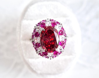 Zirconia ring - red passion, red cz diamond ring, silver ring, statement ring, red cz jewelry, bold ring, red stone ring for strong hands