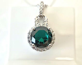 Emerald necklace, Smaragd Halskette, Silber Kette mit grün Smaragd Anhänger, Smaragd Edelstein Halskette, emerald pendant necklace