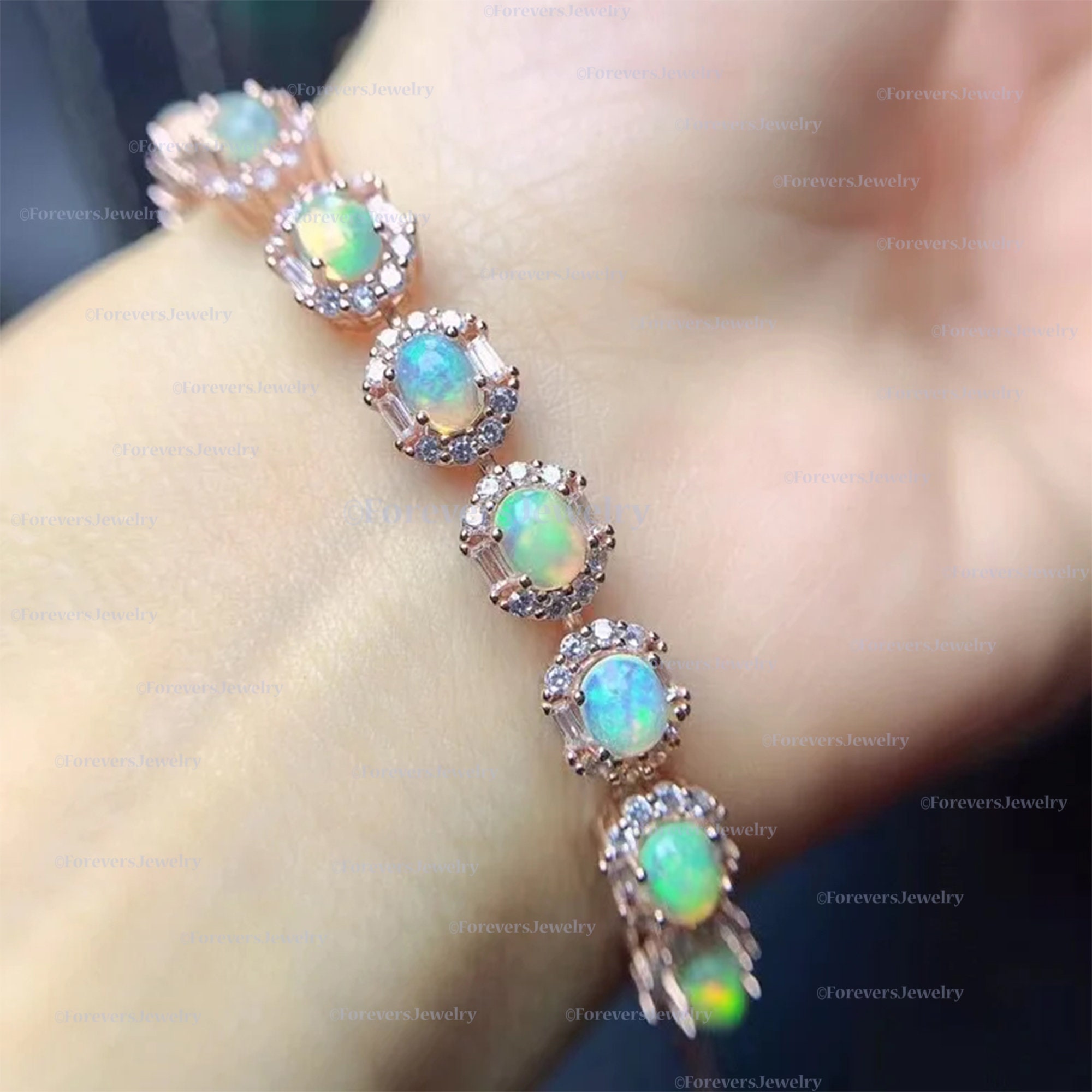 天然エチオピアオパール純銀製ブレスレット ☆一点物☆【ブレスレット】プレシャスオパール (エチオピア産