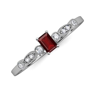 Emerald Cut Granaatring: 925 sterlingzilveren handgemaakte trouwring