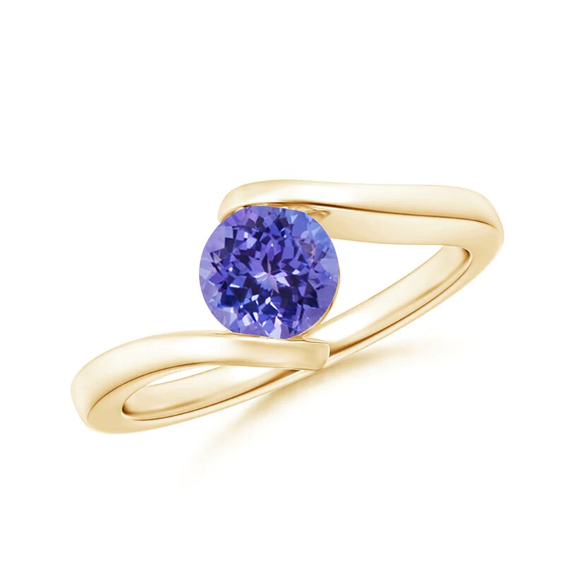 Bar-Set Solitaire Round Tanzanite Bypass Ring-925 Sterling Silver Ring-Gemstone Ring-Tanzanite ring-Natural Tanzanite Handmade Ring-for Gift