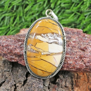 Handmade Oval Mookaite Pendant: 925 Sterling Silver Bezel