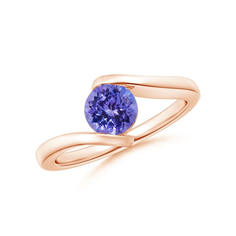 Bar-Set Solitaire Round Tanzanite Bypass Ring-925 Sterling Silver Ring-Gemstone Ring-Tanzanite ring-Natural Tanzanite Handmade Ring-for Gift