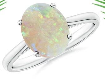 Oval Ethiopian Opal Ring: Handmade 925 Sterling Silver Solitaire