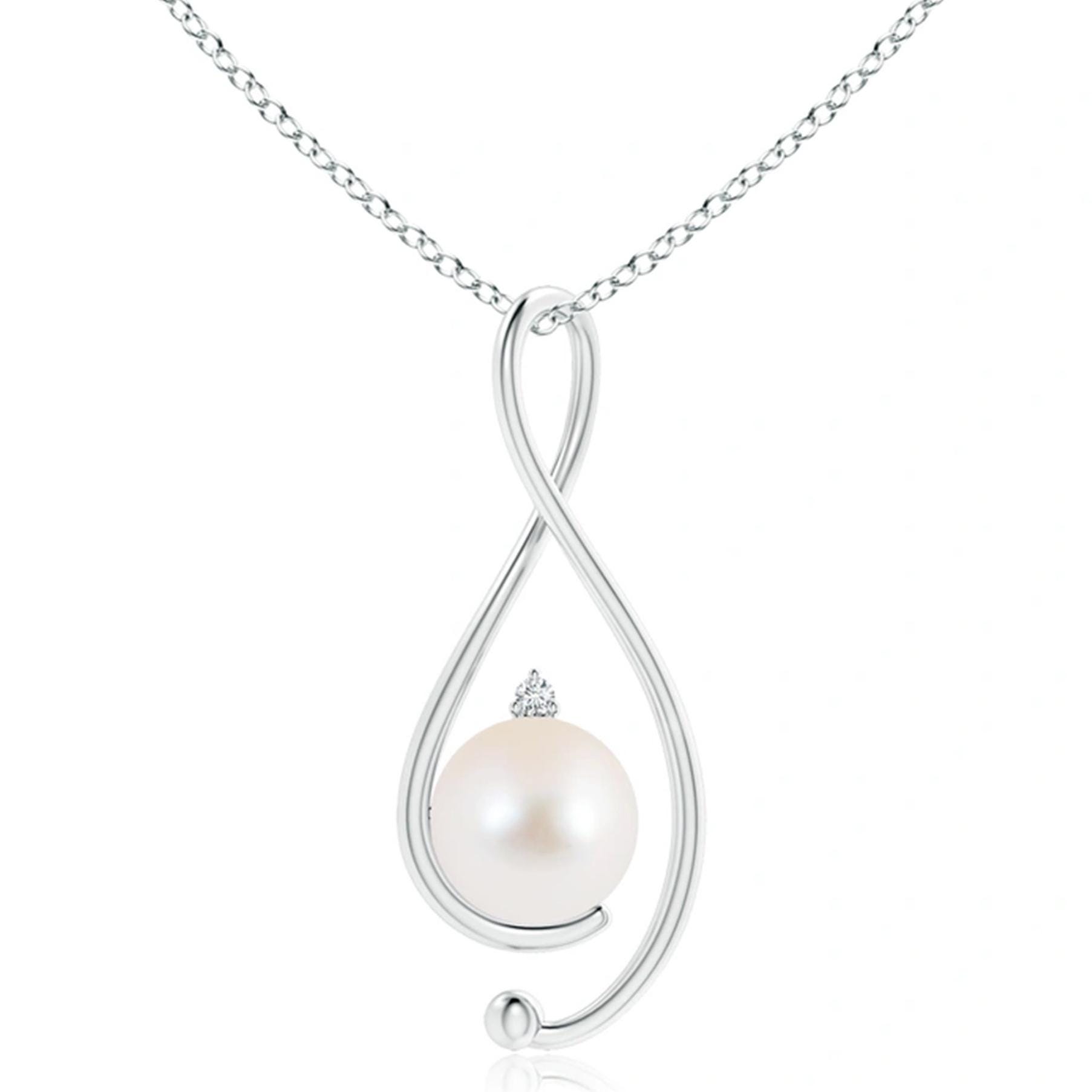 Freshwater Pearl Infinity Pendant: Sterling Silver Topaz Necklace