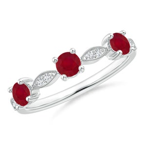 Ruby Ring, Ruby & White Topaz Marquise and Dot Band, handmade Ring, 925 silver ring, Wedding Ring, engagement rings, Ruby ring, Gift for her