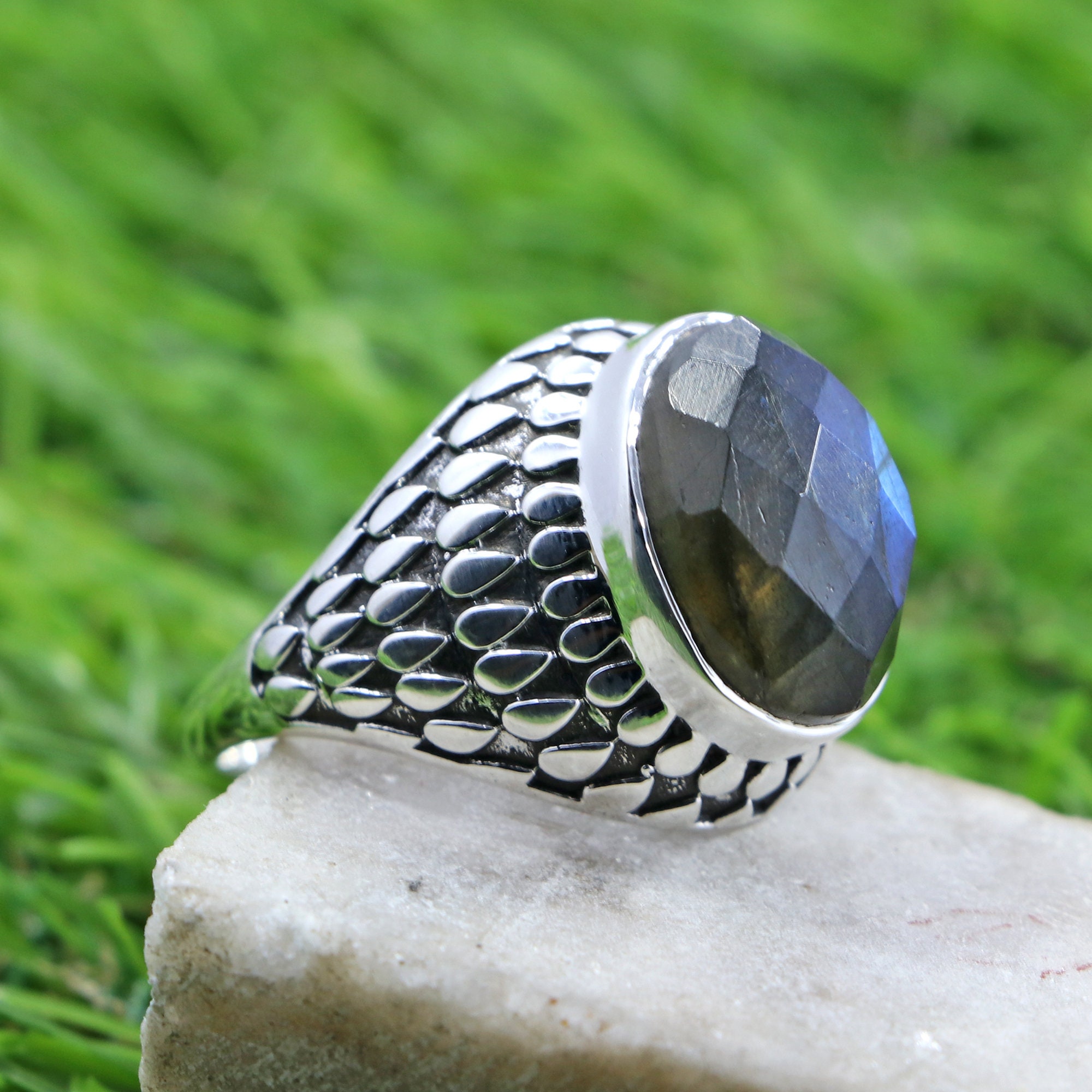 925 Sterling Silver Rin Labradorite Gemstone Ring-Designer | Etsy