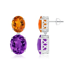 Amethyst earring, citrine earring, dangle earring, 925 silver earring, handmade earring, birthday gift, engagement earring, gift for mom