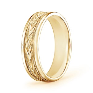 aliança de casamento milgrain masculina com padrão de seta e ajuste confortável | Anel de prata esterlina 925 | anel feito à mão | anel milgrão | joia de anel de prata
