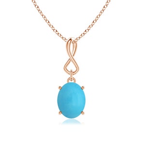 May include: A turquoise gemstone pendant necklace with an infinity symbol design in rose gold.