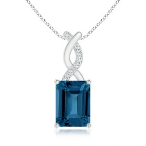 London Blue Topaz Pendant with Topaz Entwined Bale | 925 sterling silver Pendant | handmade Pendant | Natural London Blue Topaz Necklace