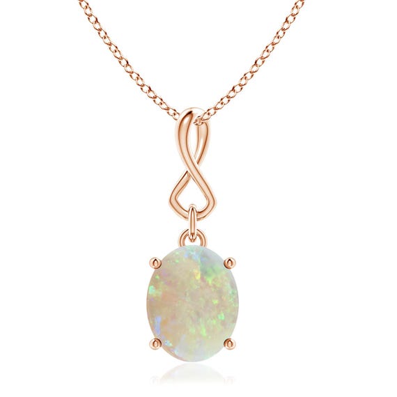 Oval Ethiopian Opal Pendant: Infinity 925 Sterling Silver Bale